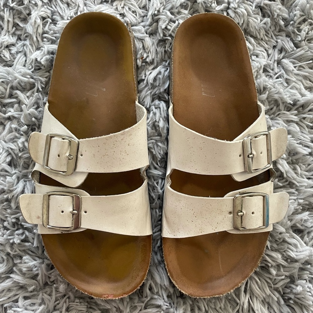 white sandals